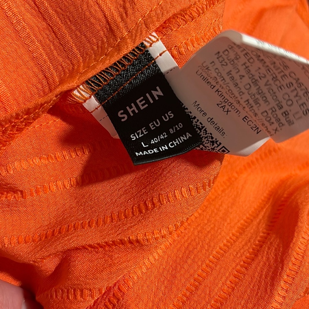 SHEIN Orange Ribbed Ruffled Blouse - Picture 5 of 5